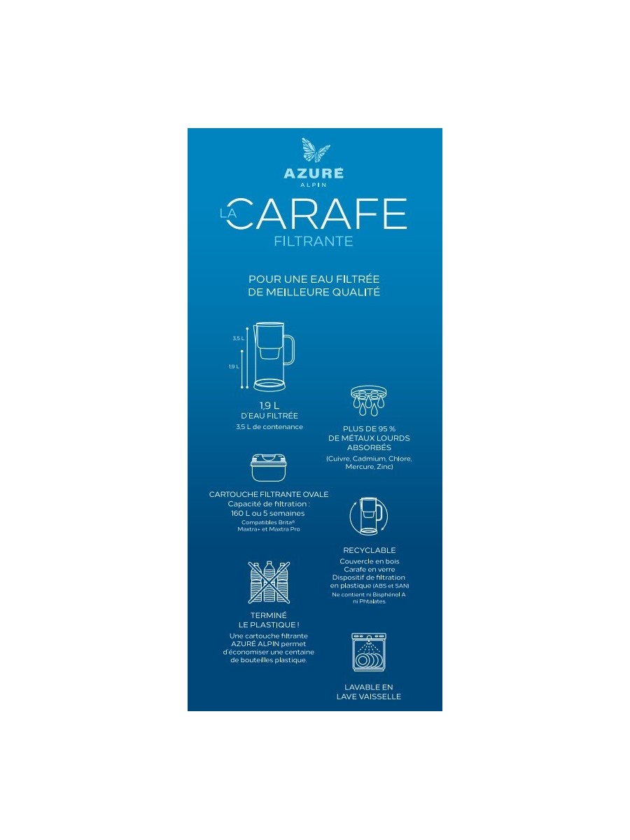 La Carafe filtrante en verre Azuré Alpin