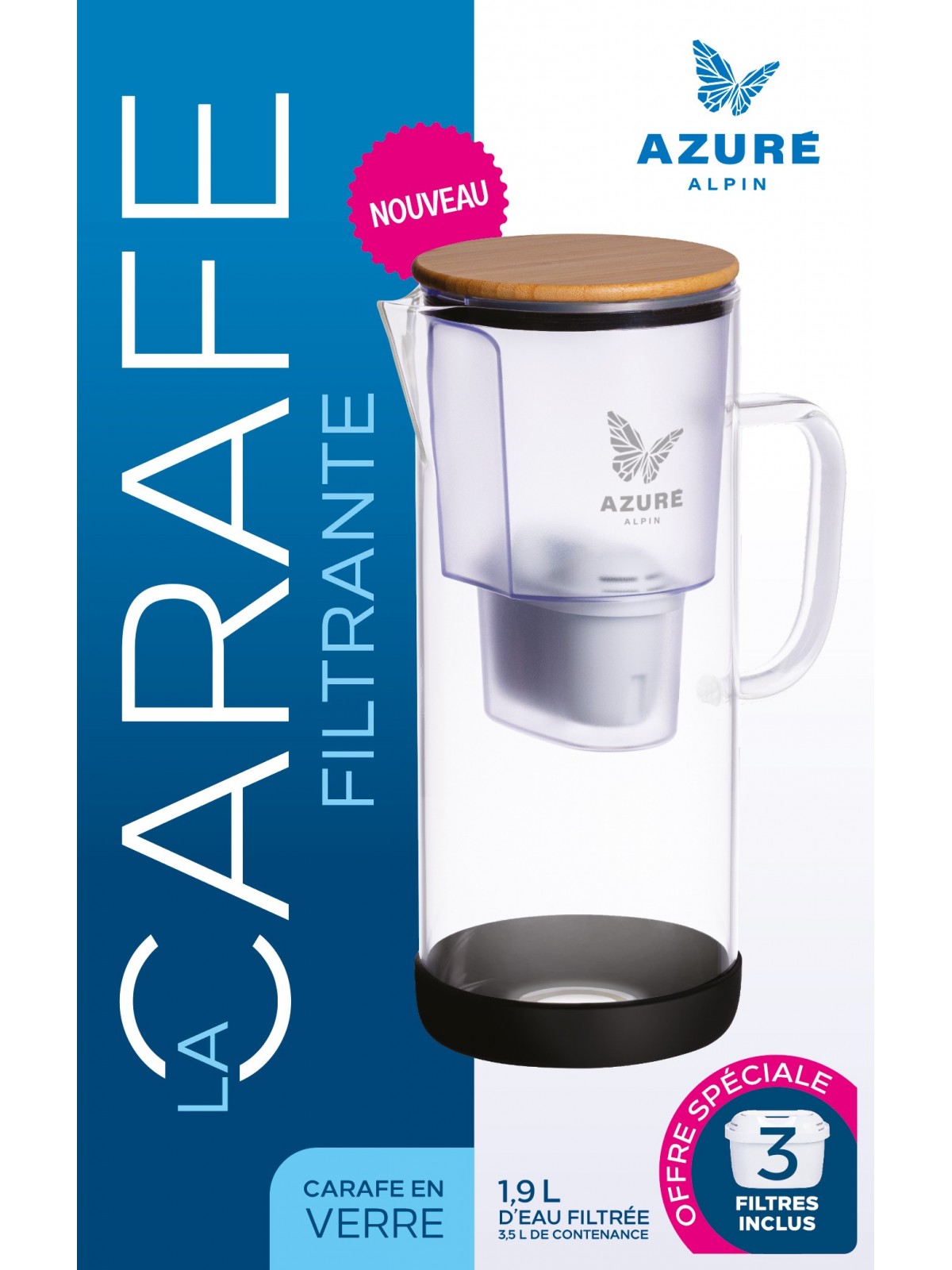 La Carafe filtrante en verre Azuré Alpin