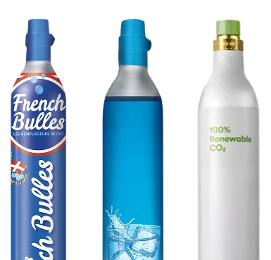 Différents cylindres de CO2 à visser compatibles avec l'appareil, toutes marques type Sodastream